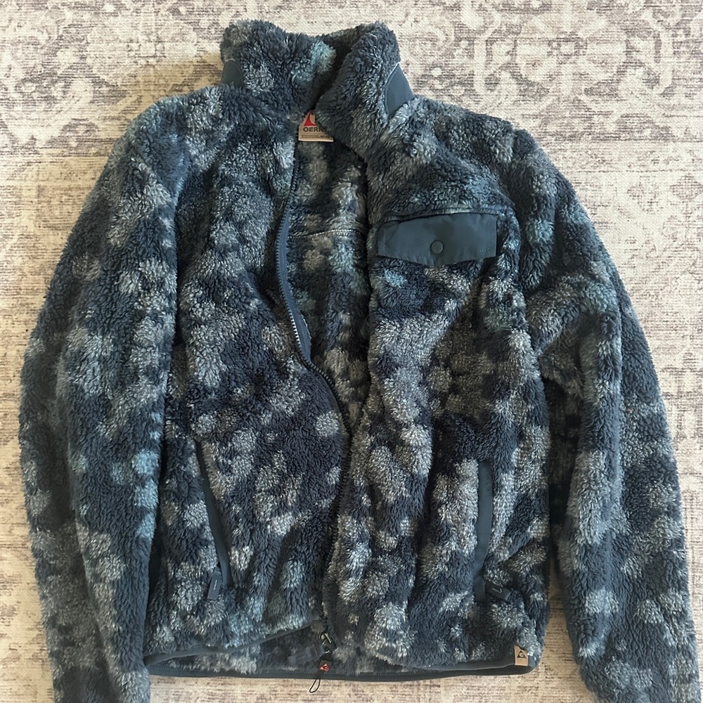 Gerry blue multicolor fleece zip up Teddy jacket